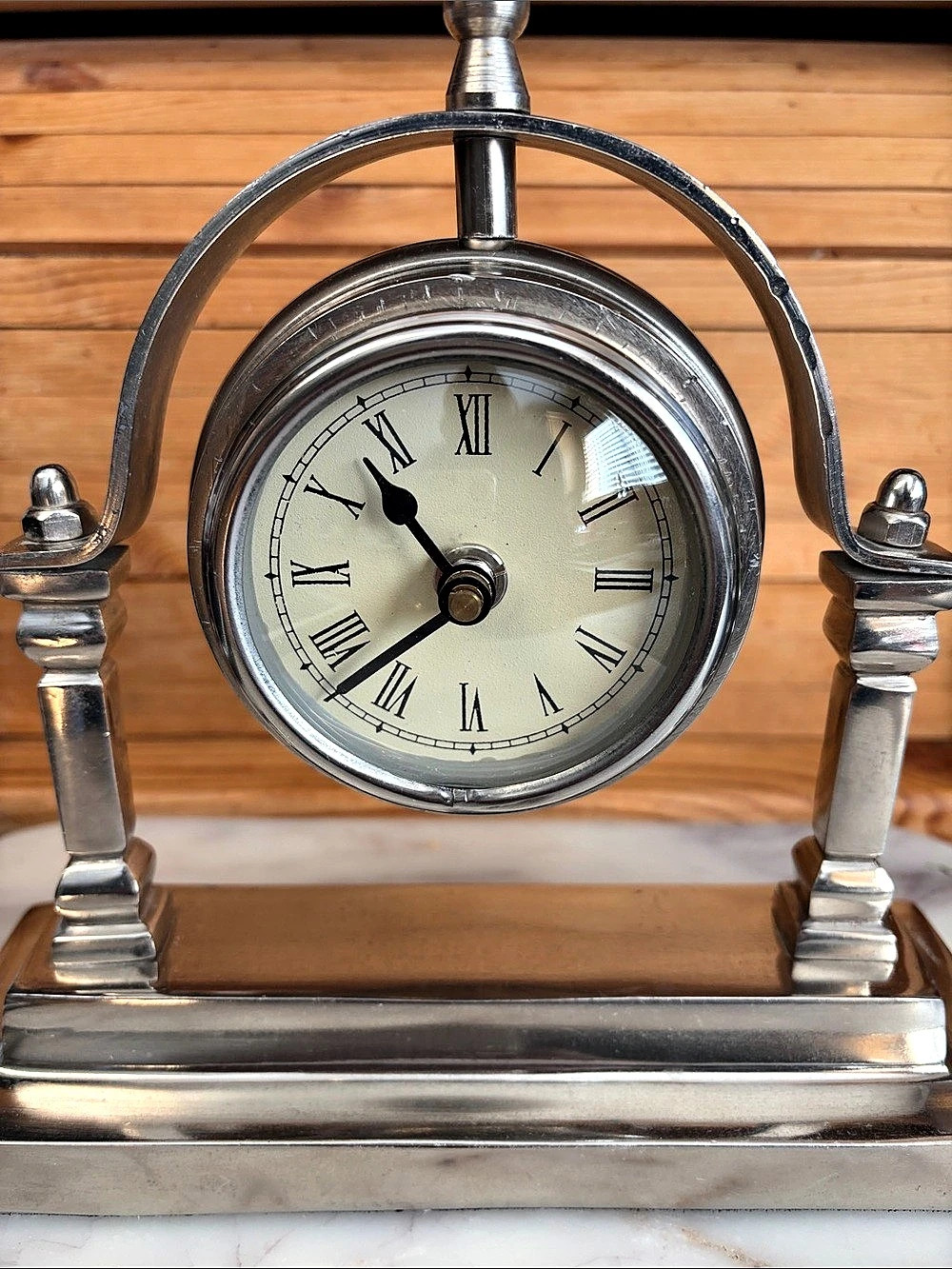 Silver Desk Clock - Picture 2 of 7